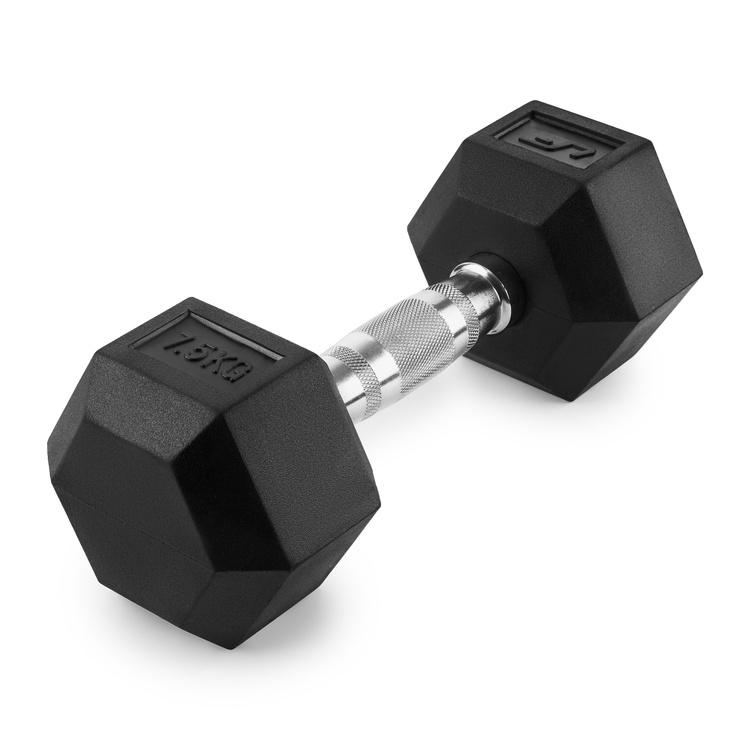 Gietijzeren HEX halter met rubbercoating 7,5 kg - UpForm